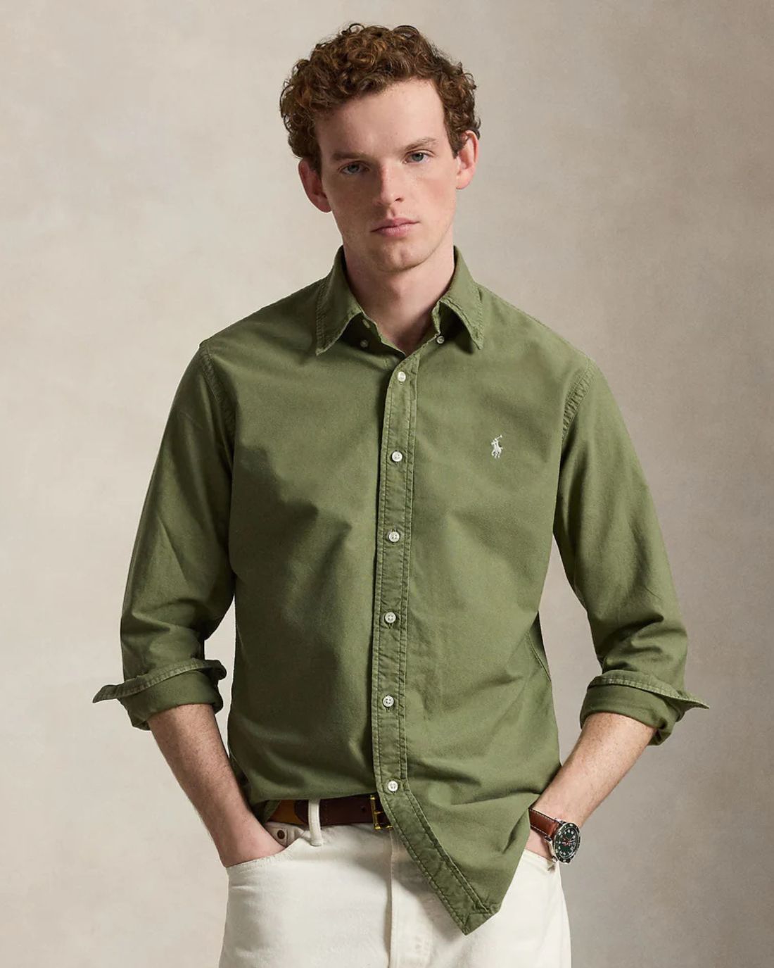 Camisa Manga Larga Cubdppcs-Long Sleeve-Sport Shirt Ralph Lauren Para Hombre De Color Verde