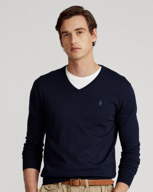 Sueter Ls Sf Vn Pp-Long Sleeve-Sweater Ralph Lauren Para Hombre De Color Azul