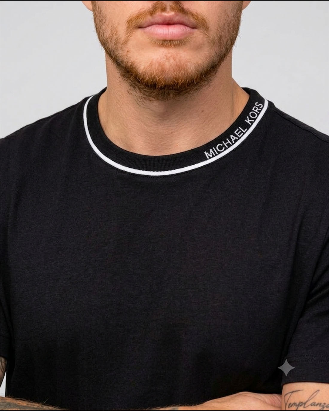 Camiseta Logo Rib Tee Negro Para Hombre Michael Kors