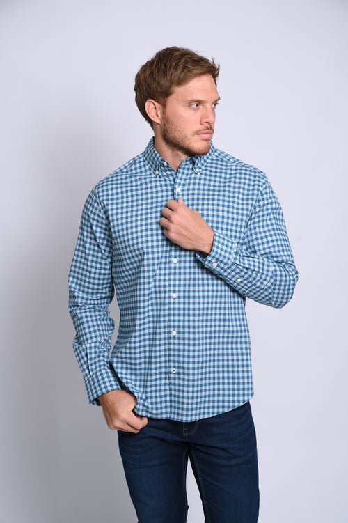 NAUTICA CAMISA MANGA LARGA DE HOMBRE AZUL