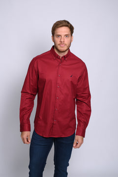 NAUTICA CAMISA MANGA LARGA DE HOMBRE ROJO