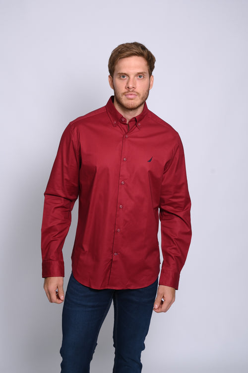 NAUTICA CAMISA MANGA LARGA DE HOMBRE ROJO