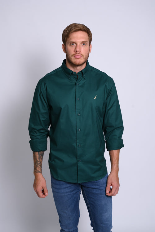 NAUTICA CAMISA MANGA LARGA DE HOMBRE VERDE