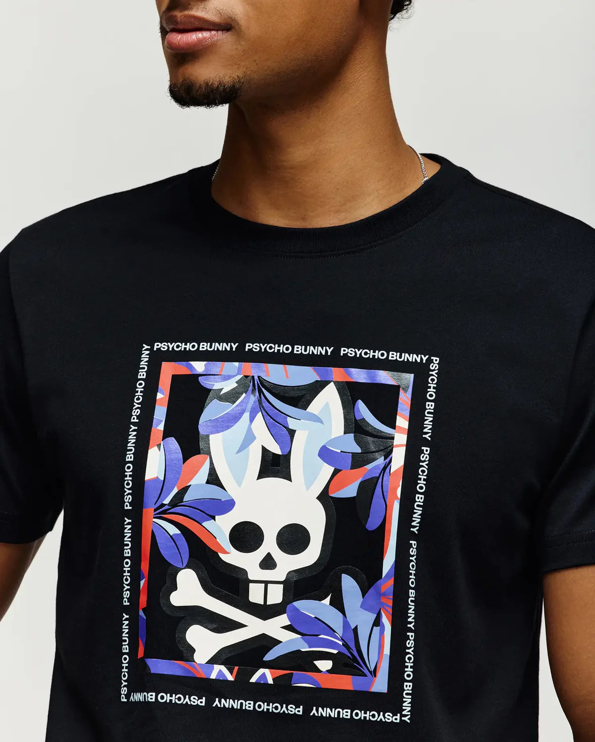CAMISETA NEGRA HOMBRE PSYCHO BUNNY ALGODÓN PREMIUM MODERNA LOGO