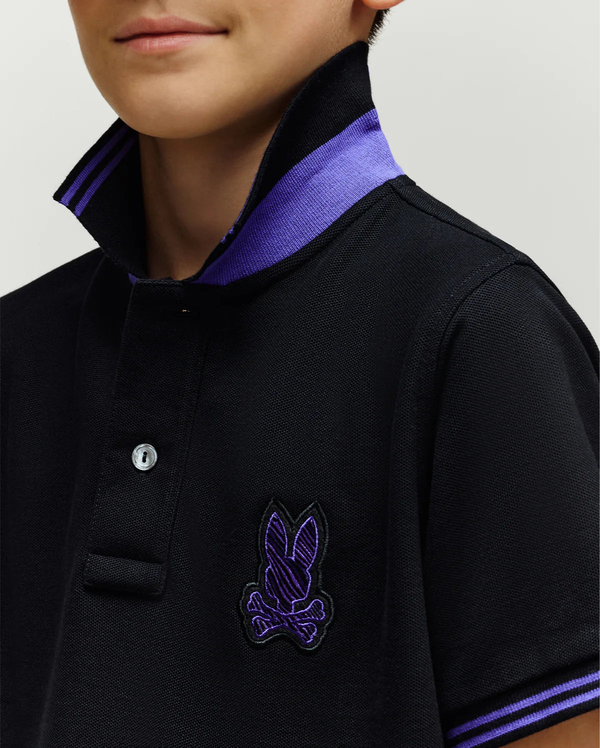 PSYCHO BUNNY CAMISETA TIPO POLO NIÑO NEGRO