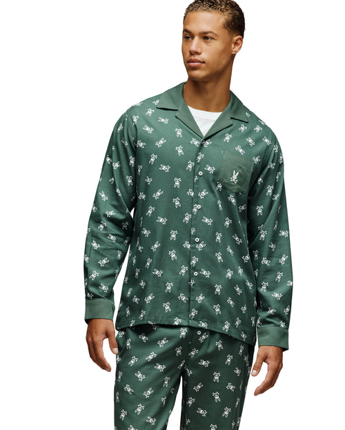 PSYCHO BUNNY CONJUNTO DE PIJAMA PARA HOMBRE VERDE
