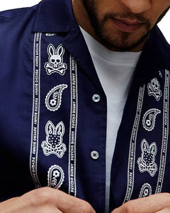 CAMISA M/C PSYCHO BUNNY PARA HOMBRE COLOR AZUL MT0300084402