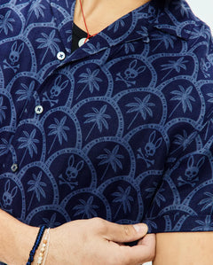 CAMISA M/C PSYCHO BUNNY PARA HOMBRE COLOR AZUL MT0300133402