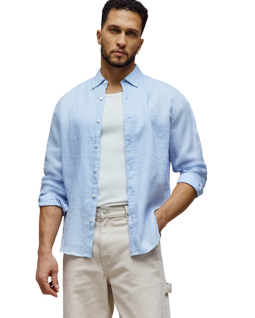 PSYCHO BUNNY CAMISA MANGA LARGA DE LINO ALDINE PARA CABALLERO HOMBRE AZUL B6C678C200429