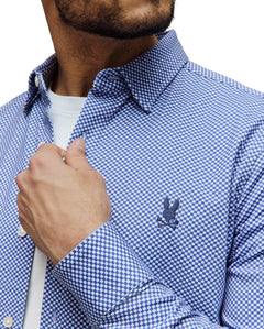 PSYCHO BUNNY CAMISA MANGA LARGA MICRO ESTAMPADA ARSAM PARA CABALLERO HOMBRE AZUL MT0300158404