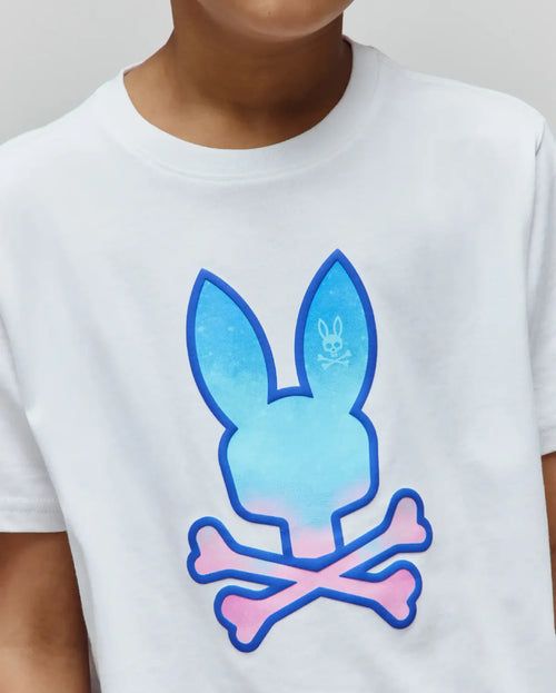 T-SHIRT PSYCHO BUNNY PARA NIÑO COLOR BLANCO KT0200158100