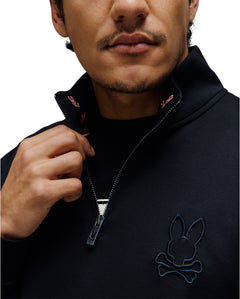 PSYCHO BUNNY SUDADERA CON 1/4 DE CREMALLERA NEV PARA CABALLERO HOMBRE NEGRO c