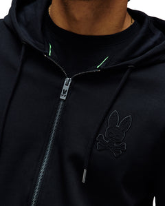 PSYCHO BUNNY SUDADERA CON CAPUCHA Y CREMALLERA BARRY PARA CABALLERO HOMBRE NEGRO MT0500176001