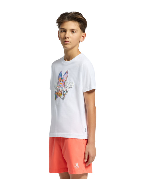 PSYCHO BUNNY CAMISETA NIÑO CUELLO REDONDO BLANCO