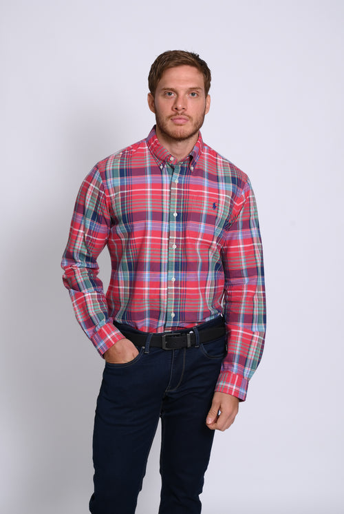 RALPH LAUREN CAMISA MANGA LARGA HOMBRE ROJO