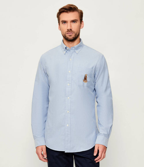 ralph lauren camisa manga larga hombre azul