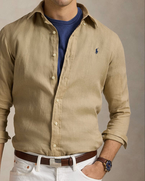 RALPH LAUREN CAMISA MANGA LARGA HOMBRE BEIGE