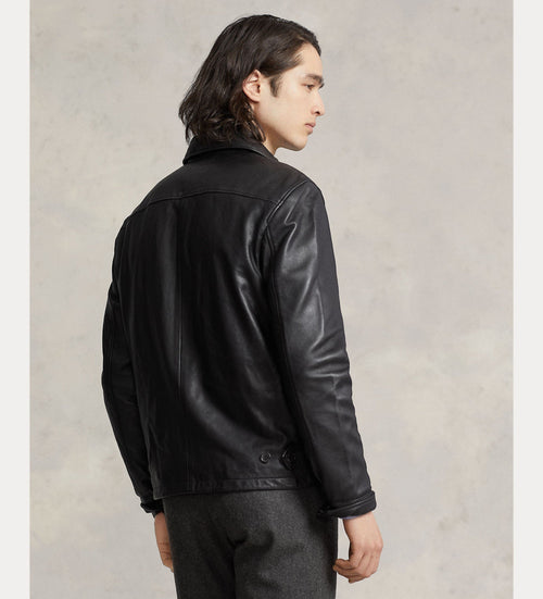 ralph lauren chaqueta de cuero hombre negro