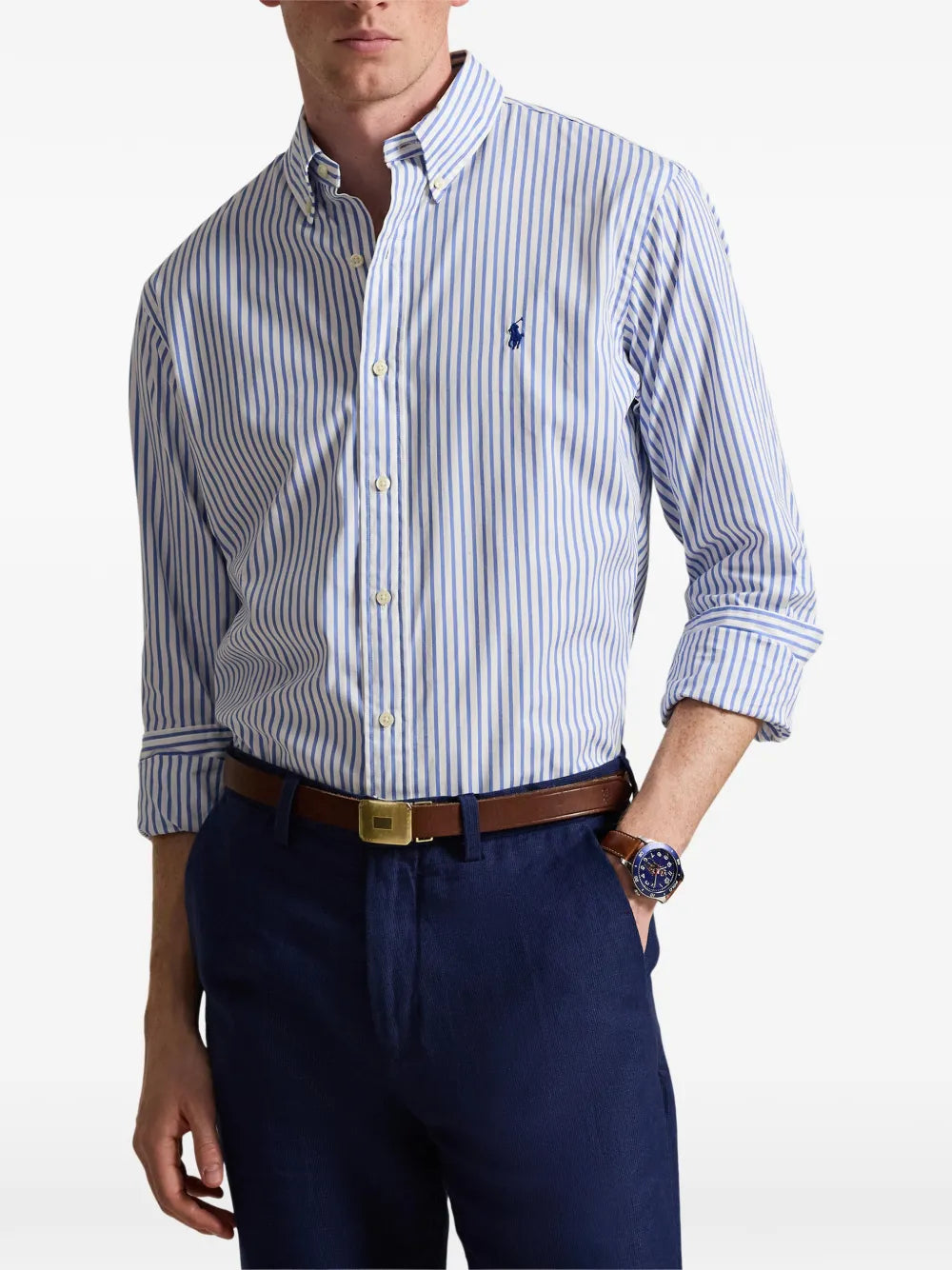 CAMISA M/L RALPH LAUREN HOMBRE 7064A WHITE BLUE 710P07019001