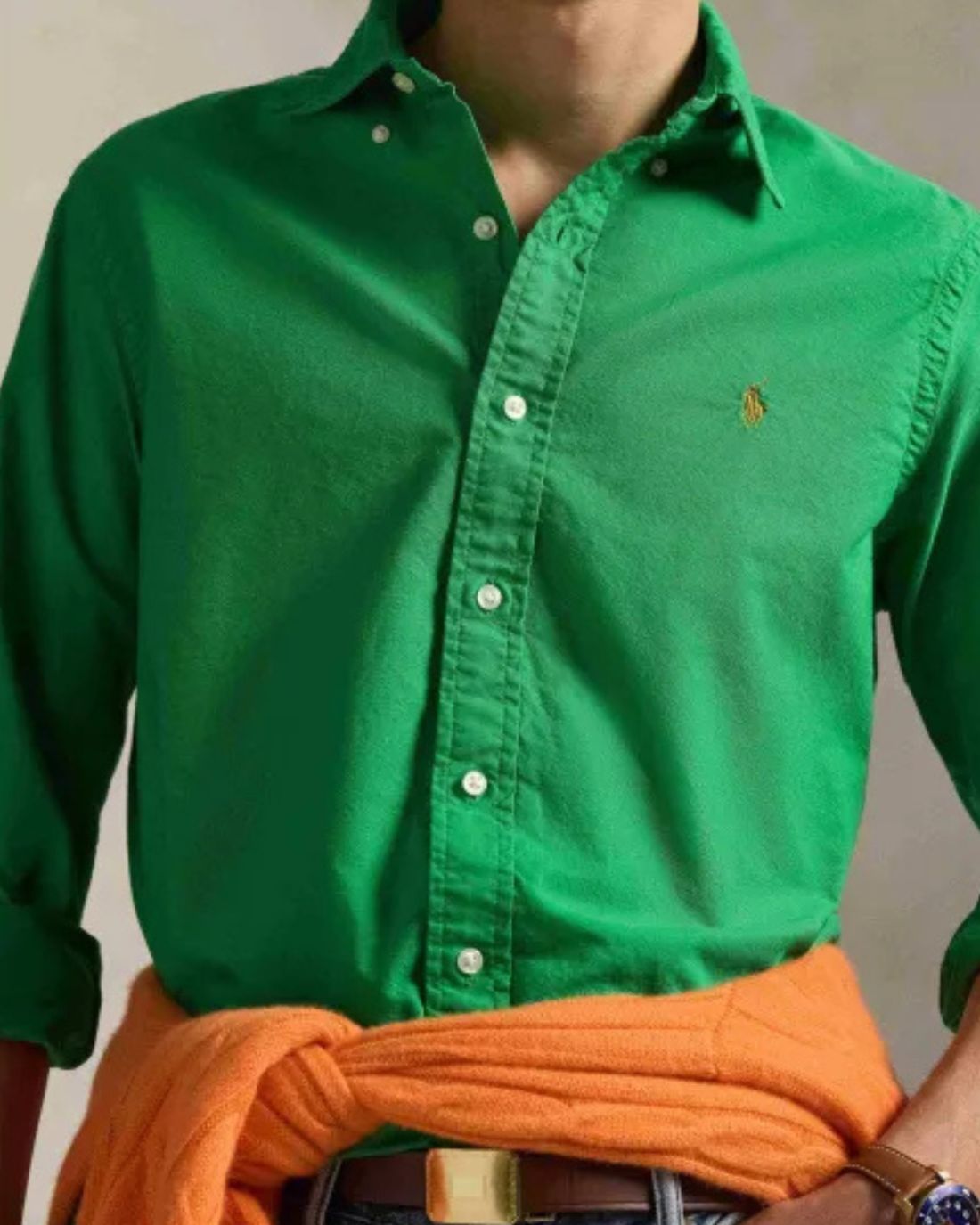 Camisa Manga Larga Cubdppcs-Long Sleeve-Sport Shirt Ralph Lauren Para Hombre De Color Verde
