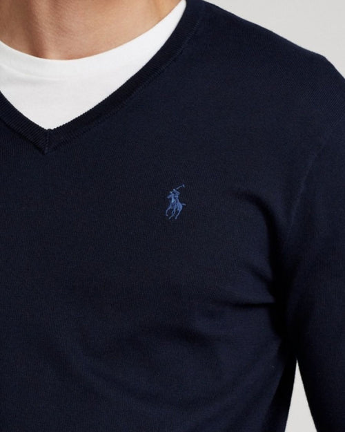 Sueter Ls Sf Vn Pp-Long Sleeve-Sweater Ralph Lauren Para Hombre De Color Azul