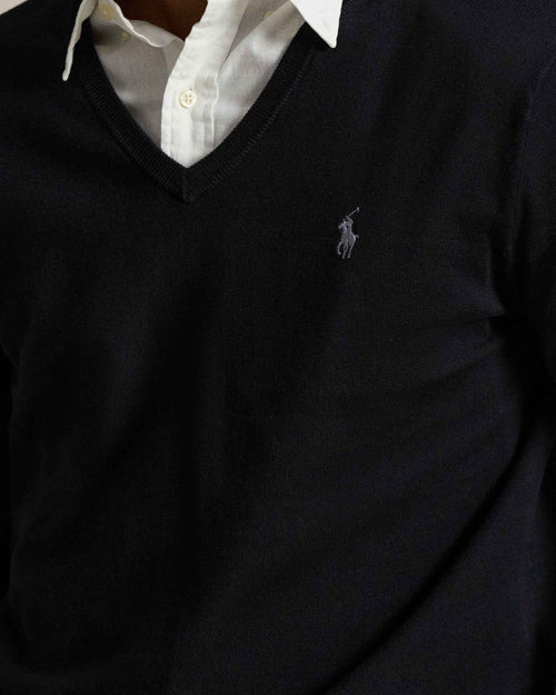Sueter Ls Sf Vn Pp-Long Sleeve-Sweater Ralph Lauren Para Hombre De Color Negro
