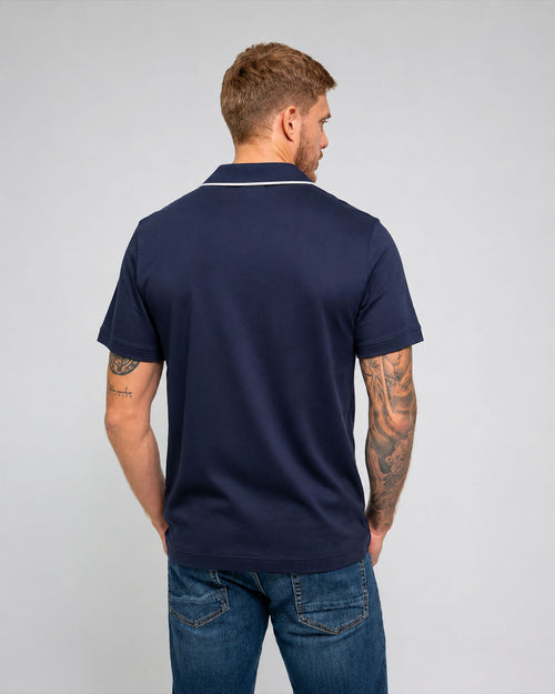 Sueter Logo Rib Ss Polo Azul Para Hombre Michael Kors