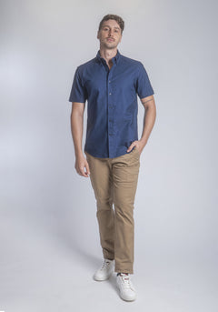 CARVEN CAMISA M/C HOMBRE AZUL CVK03102DKNV