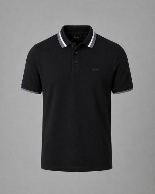 Polo P/H M/C Carven Para Hombre Color Negro Cv-Z31-102-Bl