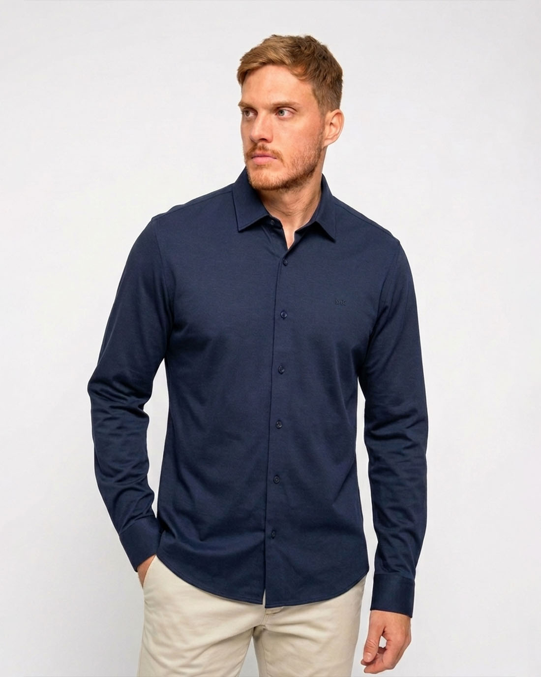 Camisa Manga Larga Ls Classic Cotton Shirt Azul Para Hombre Michael Kors