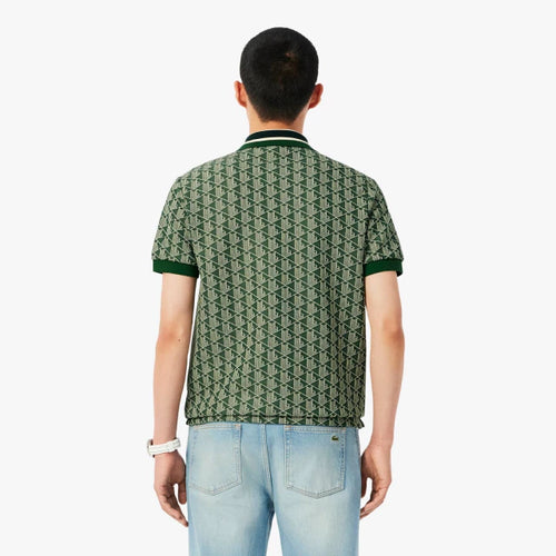 LACOSTE DH1417D1R POLO CON MONOGRAMA EN JACQUAR CLASICO GREEN