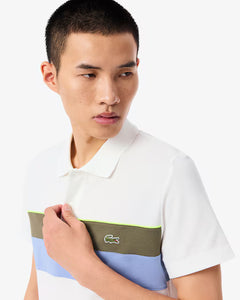 LACOSTE PH59189IV POLO MINIPIQUE COLOR BLOCK FIT WHITE