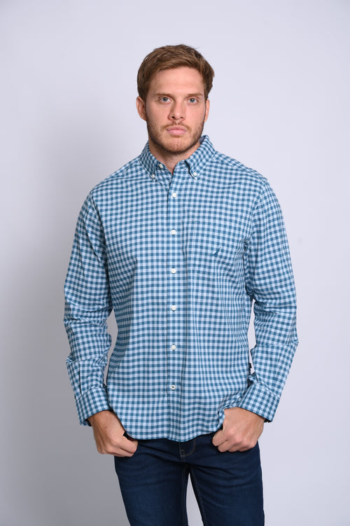 NAUTICA CAMISA MANGA LARGA DE HOMBRE AZUL