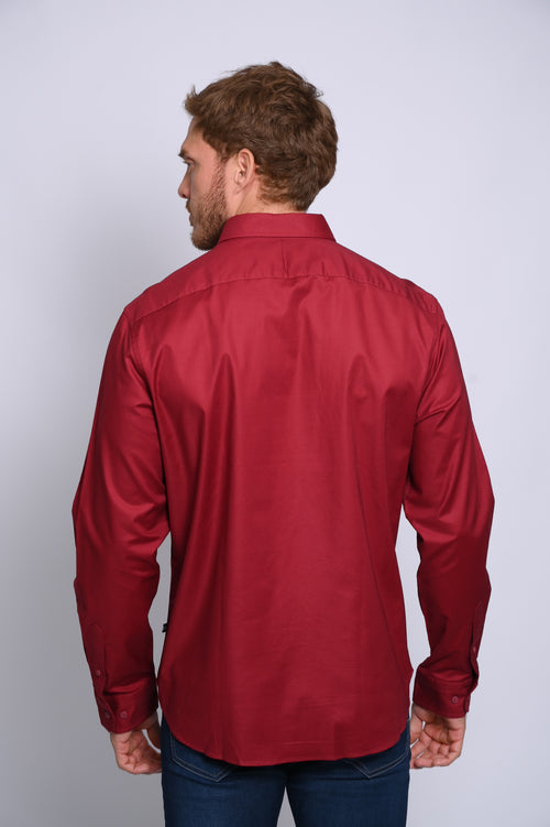NAUTICA CAMISA MANGA LARGA DE HOMBRE ROJO