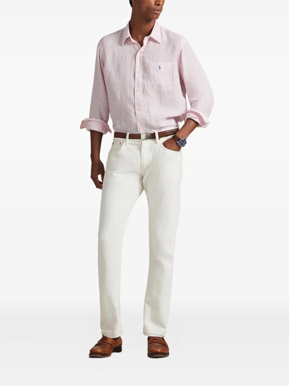 CAMISA M/L RALPH LAUREN HOMBRE 52B PINK/WHITE 710P07024001