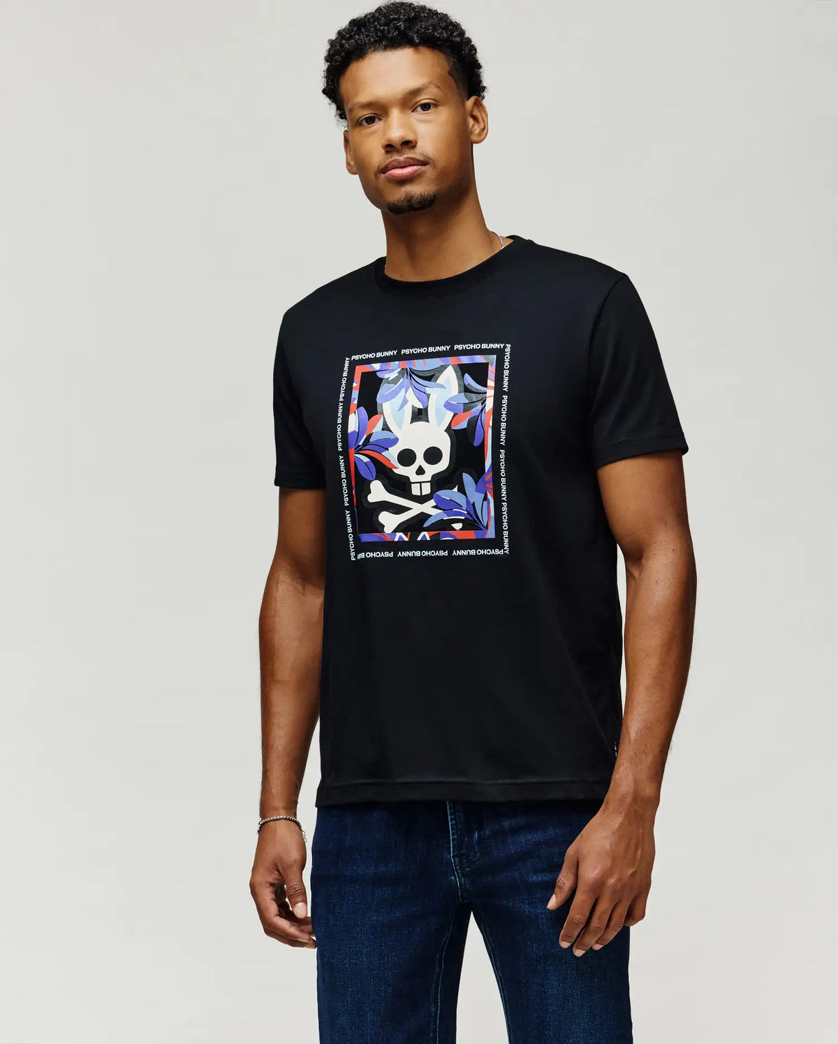 CAMISETA NEGRA HOMBRE PSYCHO BUNNY ALGODÓN PREMIUM MODERNA LOGO