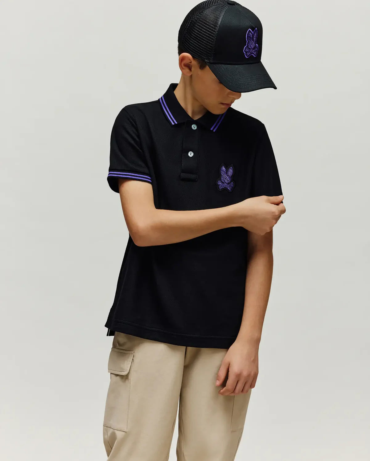 PSYCHO BUNNY CAMISETA TIPO POLO NIÑO NEGRO