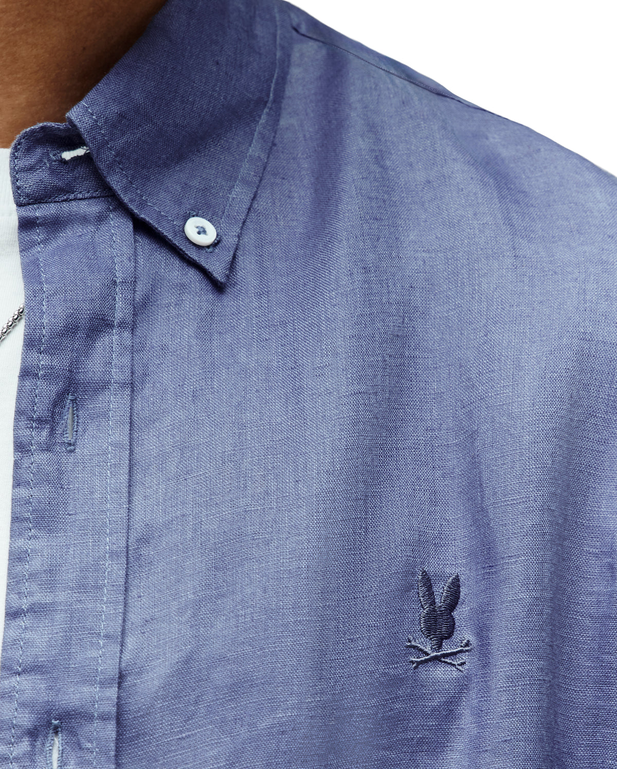PSYCHO BUNNY CAMISA MANGA CORTA DE LINO ALDINE PARA CABALLERO HOMBRE AZUL B6Q679C200404