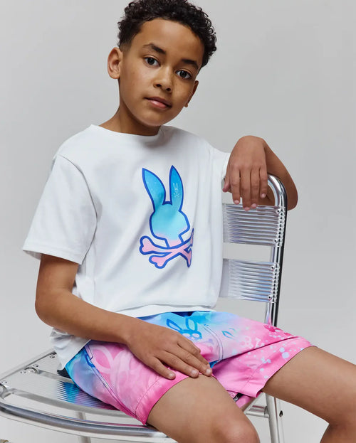 T-SHIRT PSYCHO BUNNY PARA NIÑO COLOR BLANCO KT0200158100