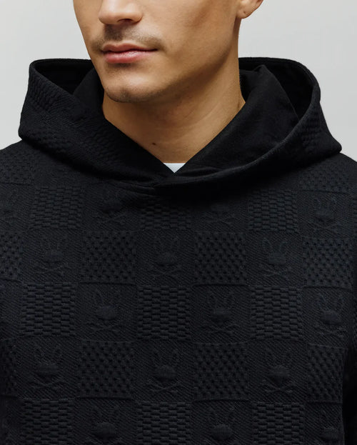 PSYCHO BUNNY SUDADERA CON CAPUCHA JACQUARD DUSTIN PARA CABALLERO HOMBRE NEGRO MT0500143001