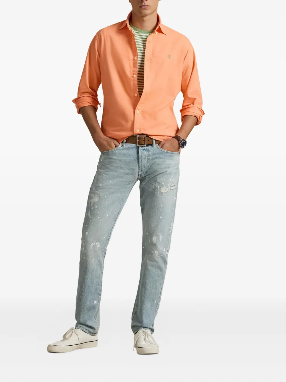 CAMISA M/L RALPH LAUREN HOMBRE POMPANO ORANGE 710805564069