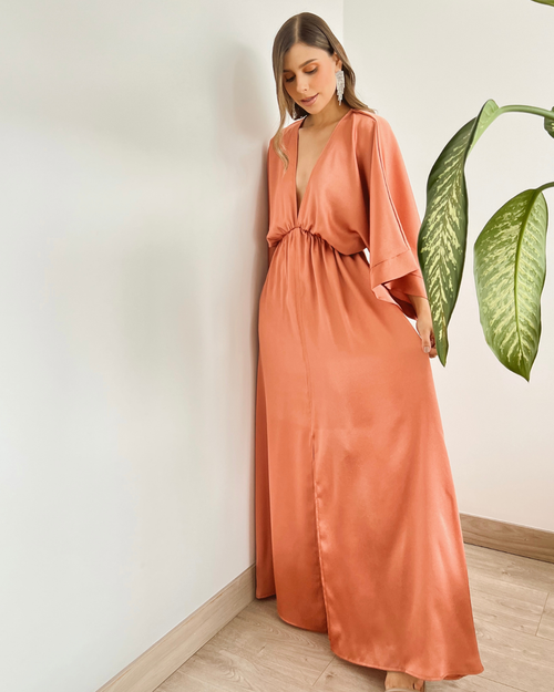 VESTIDO PRIMIA LUNIA COBRE NARANJA