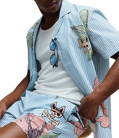 CAMISA M/C PSYCHO BUNNY PARA HOMBRE COLOR AZUL MT0300082407