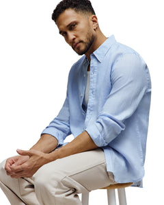 PSYCHO BUNNY CAMISA MANGA LARGA DE LINO ALDINE PARA CABALLERO HOMBRE AZUL B6C678C200429