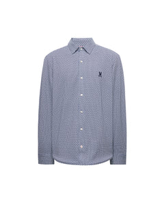 PSYCHO BUNNY CAMISA MANGA LARGA MICRO ESTAMPADA MAX PARA CABALLERO HOMBRE AZUL MT0300123402