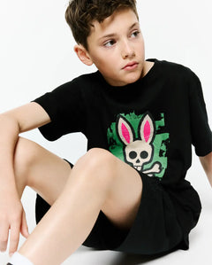 T-SHIRT PSYCHO BUNNY PARA NIÑO COLOR NEGRO KT0200193001