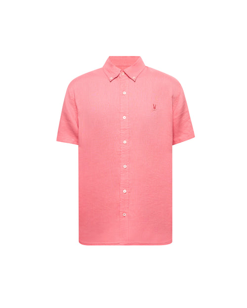 PSYCHO BUNNY CAMISA MANGA CORTA DE LINO ALDINE PARA CABALLERO HOMBRE ROJO B6Q679C200663