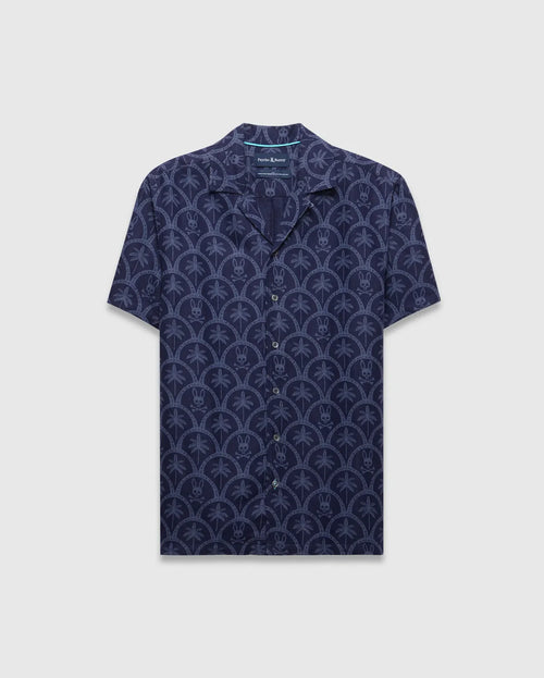 CAMISA M/C PSYCHO BUNNY PARA HOMBRE COLOR AZUL MT0300133402