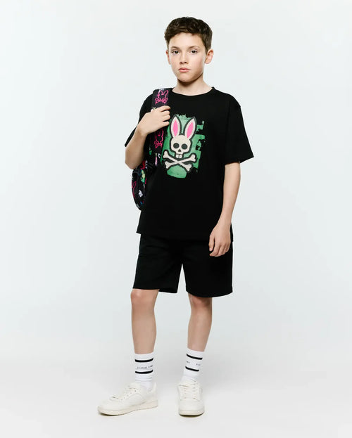 T-SHIRT PSYCHO BUNNY PARA NIÑO COLOR NEGRO KT0200193001