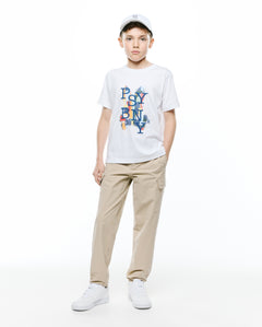 CAMISETA PSYCHO BUNNY PARA NIÑO COLOR BLANCO
